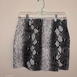 Black and white snakeskin mini skirt